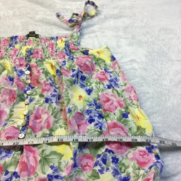 Eileen West Long Cami Nightgown Size M Womans Pink Floral Cotton Vtg Cottagecore - Picture 6 of 13